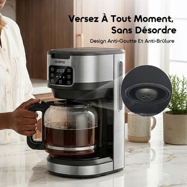 BrewDrip Cafetière Filtre 1.5L Avec Minuterie LED