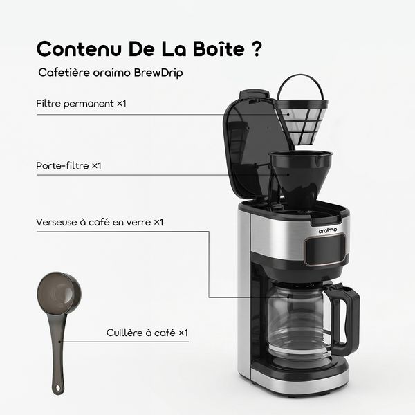 BrewDrip Cafetière Filtre 1.5L Avec Minuterie LED