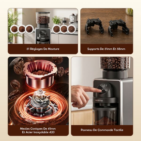 BeanGrind Pro Broyeur À Meules Coniques Avec Contrôle Intelligent Précis