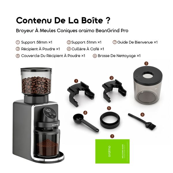 BeanGrind Pro Broyeur À Meules Coniques Avec Contrôle Intelligent Précis
