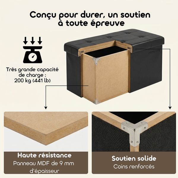 Cozy Pro Pouf De Rangement Pliable 110 L