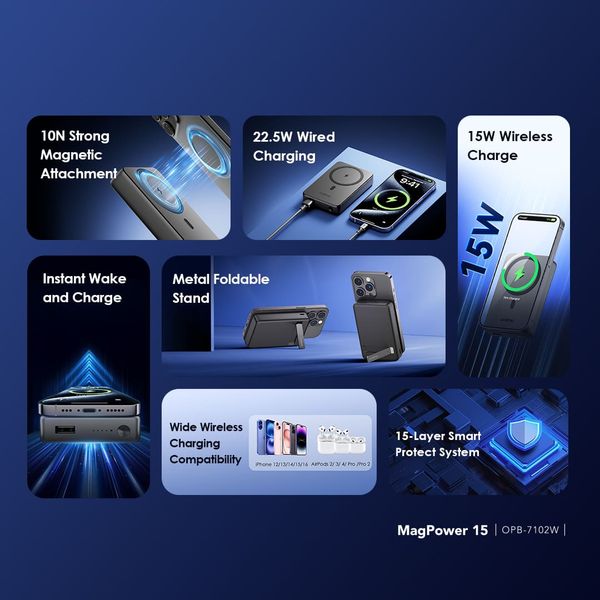 MagPower 15 10000mAh Wireless and Wired Power Bank