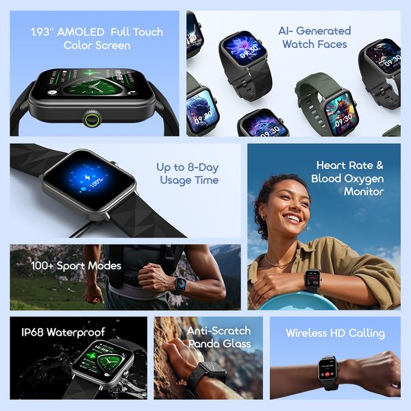 Watch Nova 2 Lite 1.93'' AMOLED Full Touch Color Screen Smart Watch