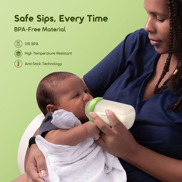 PureBottle 240 240ml Anti-Colic Silicone Glass Baby Bottle