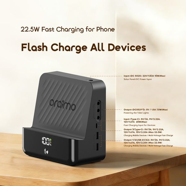 PowerSolar 382 10-Year Lifespan 22.5W Charging Solar Home Power System