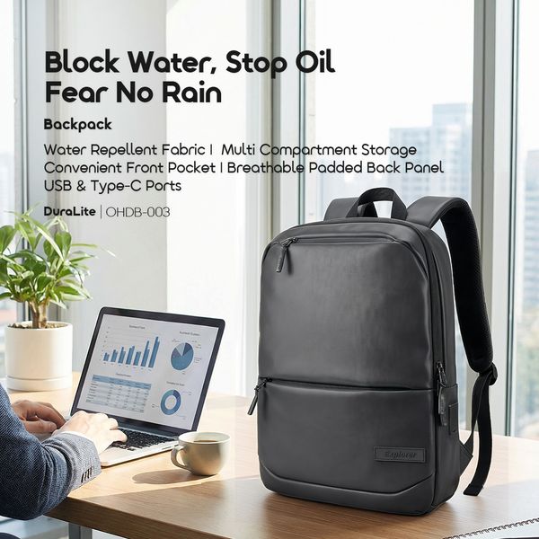 DuraLite Waterproof Spacious Charging Backpack