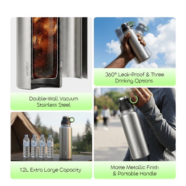 MegaDrink 1200 Leakproof Portable 1.2L Insulated Water Bottle