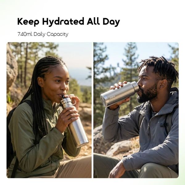 DualHandy 740 Leakproof Portable 740ml Insulated Water Bottle