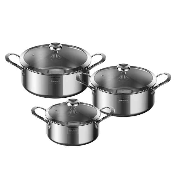 Tri-Ply Set Durable Versatile Stainless Steel Cookware Set(6pcs)
