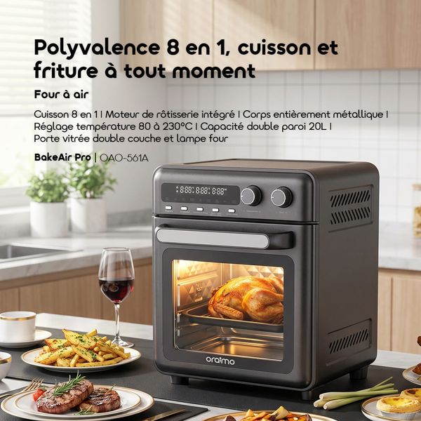 BakeAir Pro Four à air grande capacité 8-en-1 20L jusqu'à 230°C