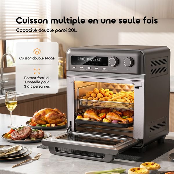 BakeAir Pro Four à air grande capacité 8-en-1 20L jusqu'à 230°C