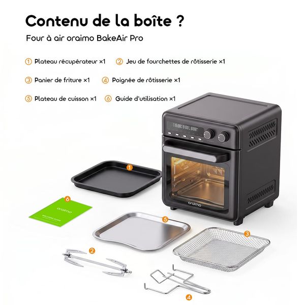 BakeAir Pro Four à air grande capacité 8-en-1 20L jusqu'à 230°C