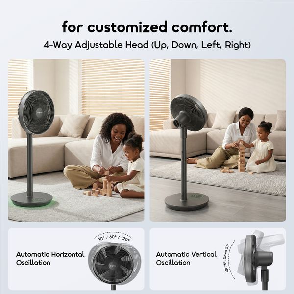 AirCruze 14 Inch Rechargeable Pedestal Fan