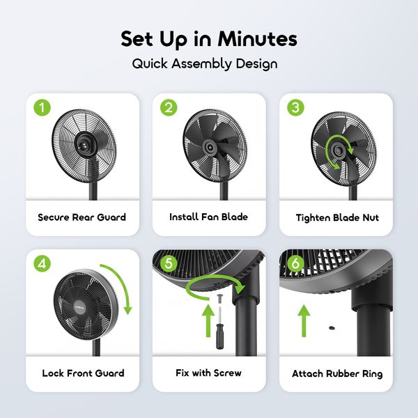 AirCruze 14 Inch Rechargeable Pedestal Fan