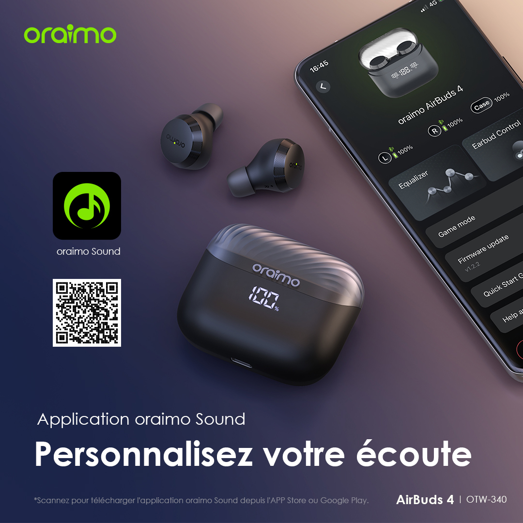 Oraimo AirBuds 4 Écouteurs sans fil véritables ENC 34 4d80ba4aacc8b0898aac3ddbf493d2ea65df022bc6a60