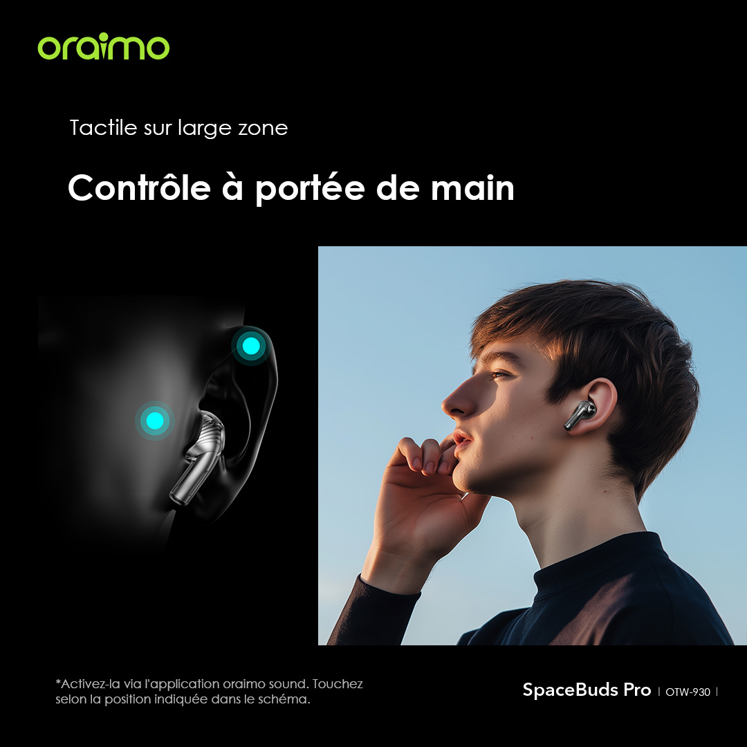 oraimo SpaceBuds Pro ANC hybride adaptatif Véritables écouteurs sans fil