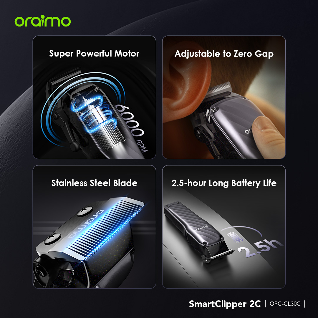 oraimo SmartClipper2C Super Powerful Professional Cordless Hair Clipper ...